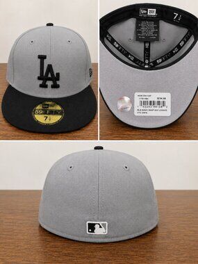 NWT New Era Los Angeles Dodgers 59FIFTY Fitted Hat Gray Black
